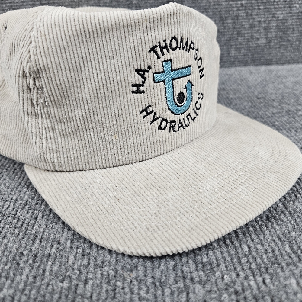 Vintage 80s H.A. Thompson Tan Corduroy Hat Cap Snap Back West Coat Nautical